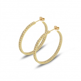 Yellow Gold Diamond Hoop Earrings 2.35ct TDW Yellow Gold Diamond Hoop Earrings 2.35ct TDW
